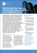 Multidisciplinary teams: Integrating care in places and neighbourhoods